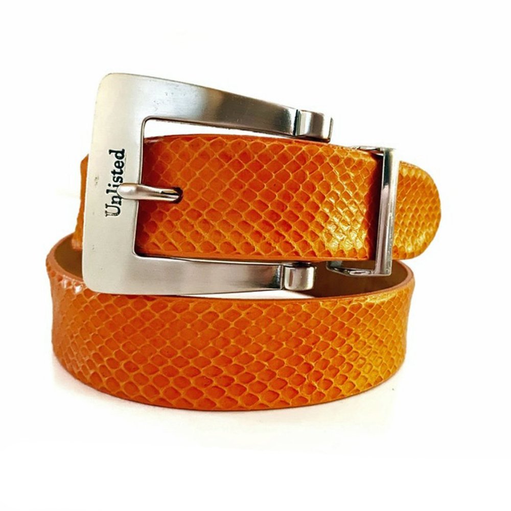 Unlisted by Kenneth Cole Orange Genuine Snakeskin Belt Size S